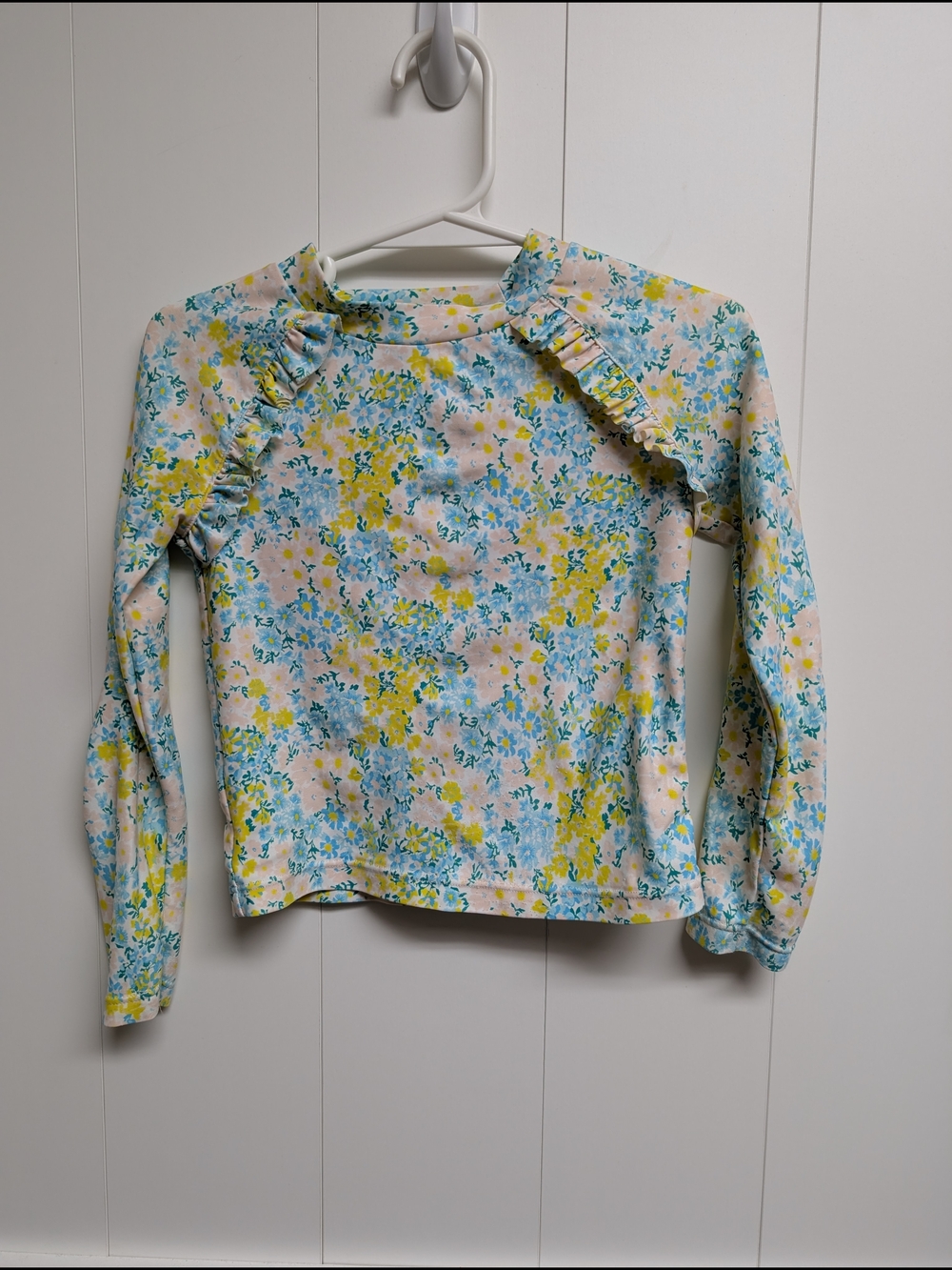 Tucker + Tate Yellow, Blue & Green Floral Ruffle Swim Top